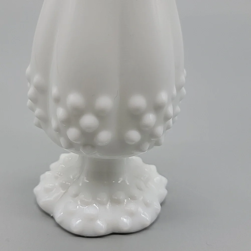 Vintage Fenton Milk Glass Hobnail  Swung Vase 9.5